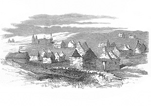The deserted village of Moveen, parish of Moyarta, County Clare in 1849 - courtesy of the National Museum, Ireland
